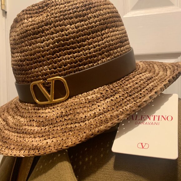 New Valentino Garavani Brown Fedora V logo Hat, In the Box with dust bag & card. main image 4